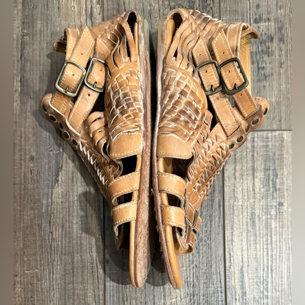 Bed Stu Claire III Tan Leather Huarache Sandals 10 - Picture 3 of 8